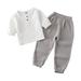 Toddler Kids Baby Boy Girl Solid Pullover Long Sleeve Cotton Linen Sweatshirt T Shirt Crewneck Tops Shorts Set Clothes Boy New Born Clothes Toddler Boy Clothes Outfits