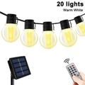 Solar String Lights Outdoor Patio Lights Solar Powered Waterproof G50 Hanging Lights with 20 LED Shatterproof Bulbs for Backyard Balcony Bistro Party Solar Patio Light String Lights