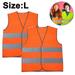 2 Pack Child 360 Degree Safety Vest Yellow Reflective High Visibility Silver Strip Boys & Girls Work Cycling Runner Crossing Guard Road for Kids - fluorescent orange
