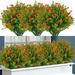 12 Bundles Outdoor Artificial Fake Flowers UV Resistant No Fade Boxwood Faux Plastic Shrubs Plants - Orange red