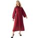 Plus Size Women's Pleated Midi Dress With Neck Tie by ellos in Burgundy (Size 26/28)