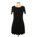 H&M Casual Dress - A-Line Scoop Neck Short sleeves: Black Print Dresses - Women's Size Large