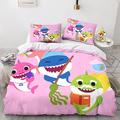 LENTLY Baby Shark 3D Printed Bedding Set with Pillowcase,Duvet Cover with Zipper Closure,Soft Microfiber Quilt Cover Double（200x200cm）