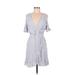 BB Dakota Casual Dress - Wrap: Blue Stripes Dresses - Women's Size 8