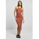 Stillkleid URBAN CLASSICS "Damen Ladies Midi Rib Knit Crossed Back Dress" Gr. XL, US-Größen, orange (terracotta) Damen Kleider