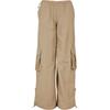 Stoffhose URBAN CLASSICS "Urban Classics Damen Ladies Wide Crinkle Nylon Cargo Pants", Damen, Gr. M, US-Größen, grau (concrete), 100% Polyamid, unifarben, loose fit, Hosen