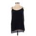 Zara Sleeveless Blouse: Black Solid Tops - Women's Size X-Small