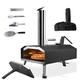 KitchenBoss Pizzaofen Outdoor Pizzaöfen Tragbar: Holzpellet angeheizter Pizza Ofen mit 30.5 cm Pizzastein, Edelstahl Pizza-Backofen für Garten, Terrasse, Hinterhof, Camping 12-Zoll