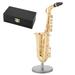 Miniature Alto Saxophone Replica Saxophone Model Instrument Model with Stand and Case Gold Plated Instrument Model Ornaments Gift Decoration