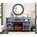 Farmhouse LED Entertainment Center w/23" Fireplace and Mesh Barn Door