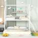 Twin Over Twin-Twin Bunk Bed with Extending Trundle & Ladder, Wood Artistic House Bunk Bedframe for Kids Sleepovers & Adventures