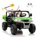 24V 2 Seater Ride on Toys Ride On UTV with 2x200W Motor Ride On Dump Truck Ride On Car with Dump Bed/Shovel Electric Vehicle with Rubber Tires LED Light Music Remote Control Green