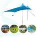 Oukaning 10ft x10ft Portable Sun Shade Canopy Beach Tent Sun Shelter Awning with Sandbag Picnic Camping Blue