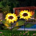 Outdoor Sunflower Solar Garden Decor Yard Stake 22 Decorative Lights for Garden Patio Porch Backyard (2 Pack)