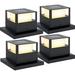 4 Pack Solar Post Lights Outdoor Solar Post Cap Lights 20 Lumen High Brightness Waterproof LED Fence Post Solar Lights with Base for 4x4 5x5 6x6 Wooden Posts Black