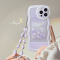 Phone case Diagonal rope neck strap Chain Lovely flower girl Lady necklace silicone shock-proof case for iPhone 11