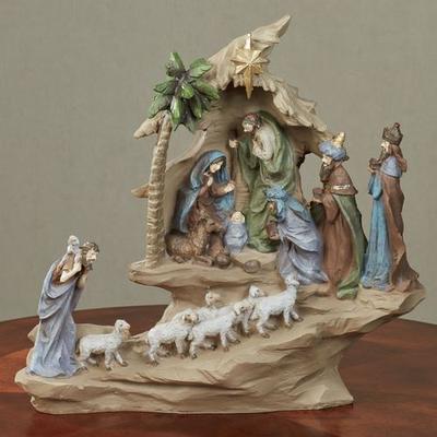 He Is Born Nativity Table Sculpture Multi Warm , Multi Warm