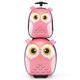 COSTWAY 2 Pcs Kids Luggage Set, 12'' Hardshell Backpack and 16'' Suitcase Children Travel School Trolley Case on Wheels, Lightweight Carry On Luggages for Boys Girls (Pink Owl)