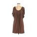 Boston Proper Casual Dress - Shift Scoop Neck Short sleeves: Brown Print Dresses - Women's Size Medium