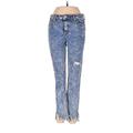 Free People Jeans - Mid/Reg Rise Straight Leg Denim: Blue Bottoms - Women's Size 26 - Distressed Wash