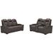 Signature Design by Ashley Hyllmont 2 Piece Reclining Living Room Set Faux Leather/Polyester in Gray | 43 H x 81.5 W x 39.5 D in | Wayfair Living Room Sets