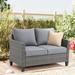 Ebern Designs Jakubowska 48.8" Wide Outdoor Wicker Loveseat w/ Cushions Wicker/Rattan/Olefin Fabric Included in Gray | Wayfair