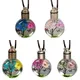 Collier de fleurs séchées Shoous pour femme boule de verre papillon pendentif en UL tour de cou à