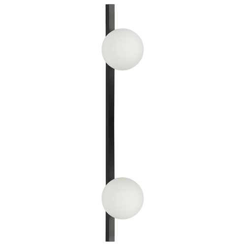 Wandleuchte Schwarz Metall mit Weißem Glasschirm Kugelförmig 2-Flammig Modern Wandbeleuchtung Wohnzimmer Schlafzimmer Flur Diele