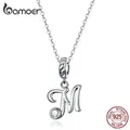 BAMOER-Collier Vintage en Argent Sterling 925 avec Pendentif Lettre de A à Z Bijou Fin Long Plaqué