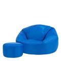 Pouf extérieur avec repose-pieds bleu