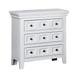 Cile 26 Inch Nightstand, 3 Panel Drawers, White Wood, Round Nickel Handles