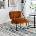 Faux Fur Plush Nursery Rocking Chair: Mid Century Modern Comfort for Living Room or Bedroom, with Metal Rocker