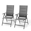 Pellebant 2 Pack Aluminum Outdoor Folding Dining Chair Set with Arm Gray