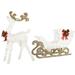 Prelit 48 White & Sisal Reindeer and 24 Sleigh Outdoor Christmas Holiday Yard Decoration with 140 Cool White Lights