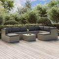 Gecheer 10 Piece Patio Set with Cushions Gray Poly Rattan