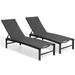 Crestlive Products Set of 2 Outdoor Lounge Chairs Aluminum Adjustable Chaise Black