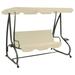 moobody Garden Swing Bench with Canopy and Cushion Steel Frame Porch Chair Sand White for Balcony Backyard Patio Outdoor Furniture 91.3 x 49.2 x 66.9 Inches (L x W x H)