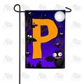 America Forever Monogram Halloween Bat Garden Flag 12.5 x 18 inches Letter P Double Sided Small Flags for Outside Holiday Party Yard Outdoor Halloween Horror Nights Flag