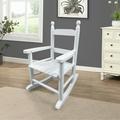 Children s White Rocking Chair - Sturdy Solid Wood Construction | Indoor & Outdoor Use | Comfortable Slatted Backrest | Easy Assembly | Perfect for Porch Balcony & Room Decor