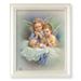 Hirten 9 1/2 x 11 1/2 White Pearlescent Frame with an 8 x 10 Guardian Angels Print Wall Art Print Religious Plaque Picture Image | Pearlized Fluted White Frame with Beaded Lip