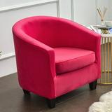 Grianlook Adult Chair Covers 2 Pcs Slipcover Solid Sofa Cover Velvet Plush Hotel Rose Red Set