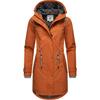 Regenjacke PEAK TIME "L60042", Damen, Gr. 4XL (48), rot (rotbraun), Obermaterial: 100% Polyurethan, Futter 1: 100% Polyester, Futter 2: 60% Baumwolle, 40% Polyester, Wattierung: 100% Polyester, modisch, tailliert ca. Mitte Oberschenkel, Langarm...