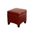 FBBSZSD Square Storage Ottoman Leather Footstool Footrest With Lid With Wood Legs Small Footstool Dressing Table Living Room Pouffe Footrest- Red