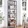 Homissue Bookcase,7-Tier Tall Bookshelf Metal Bookcase and Bookshelves, Free Standing Storage Morden Bookshelf for Home Office Living Room and Bedroom , Rustic Brown