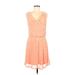 Express Casual Dress - Mini Cowl Neck Sleeveless: Orange Stripes Dresses - Women's Size Medium