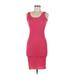 Casual Dress - Bodycon Scoop Neck Sleeveless: Pink Solid Dresses - Women's Size Medium