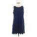 Monteau Casual Dress - Shift Crew Neck Sleeveless: Blue Solid Dresses - Women's Size Medium
