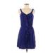 Express Casual Dress - Mini: Blue Print Dresses - Women's Size Medium