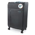 Pierre Cardin Soft Shell 27 Inch Suitcase with x4 Spinner Wheels - Durable & Quality Tested Soft Sided Luggage | Light 2.76 Kg 69cm 51 litres Capacity CL614 (Charcoal & Light Blue, Medium)