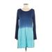 Sandiva Casual Dress - Shift Scoop Neck Long sleeves: Blue Color Block Dresses - Women's Size Medium
